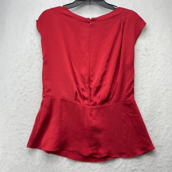Vince Camuto Blouse Women's Sz S Red Boat Neck Sleeveless Lined Peplum Zip Back - Picture 5 of 7